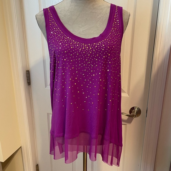 Jennifer Lopez Tops - Jennifer Lopez Studded Sheer Tank Top Blouse